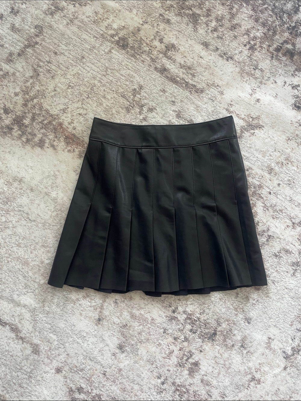 Abercrombie & Fitch Black Pleated Faux Leather Skirt